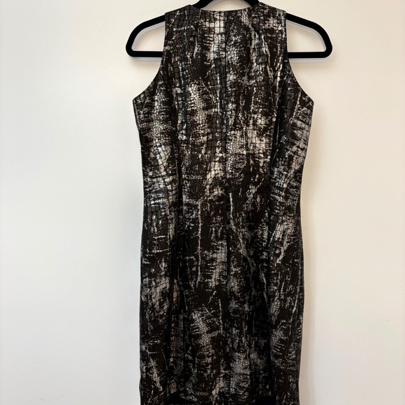 Michael‎ Kors Zip Front Dress Metallic Print Black Silver Sleeveless - Picture 4 of 8
